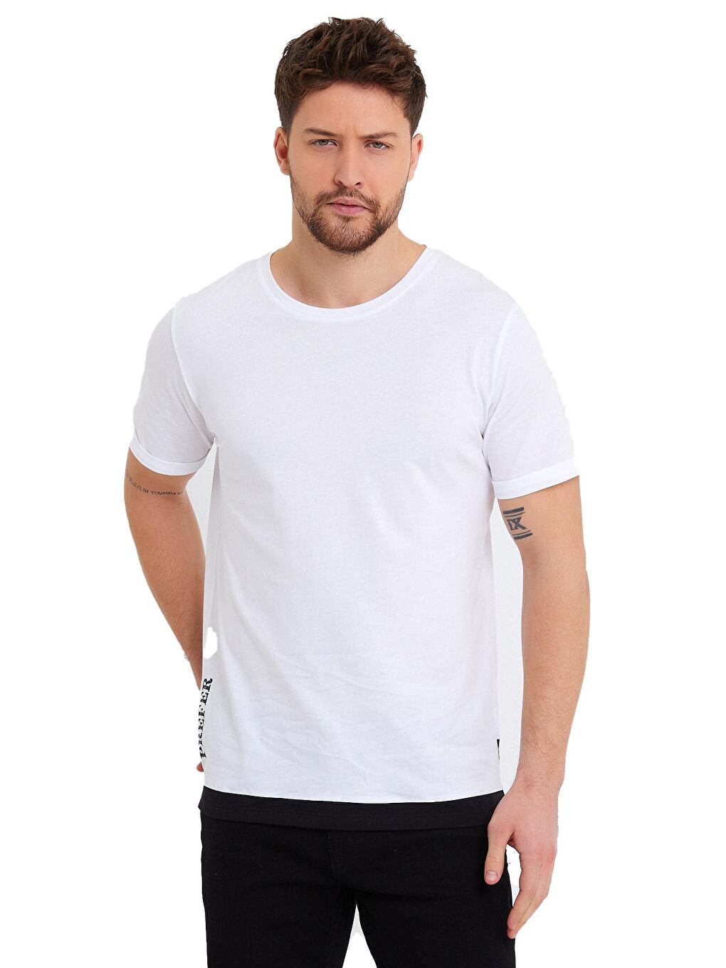 Beyaz Bisklet Yaka Erkek Tişört Süprem Regular Fit