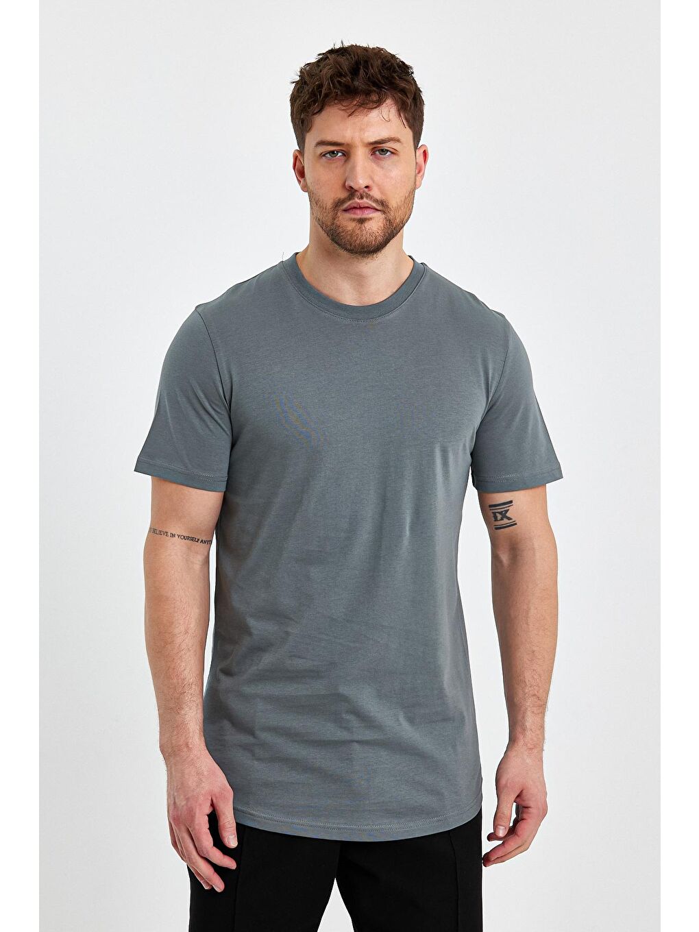 Haki Erkek  Bisiklet Yaka Tişört Regular Fit