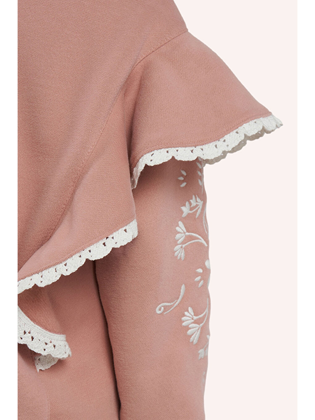 Pembe Kız Çocuk Nakışlı Gül Rengi Sweatshirt-2