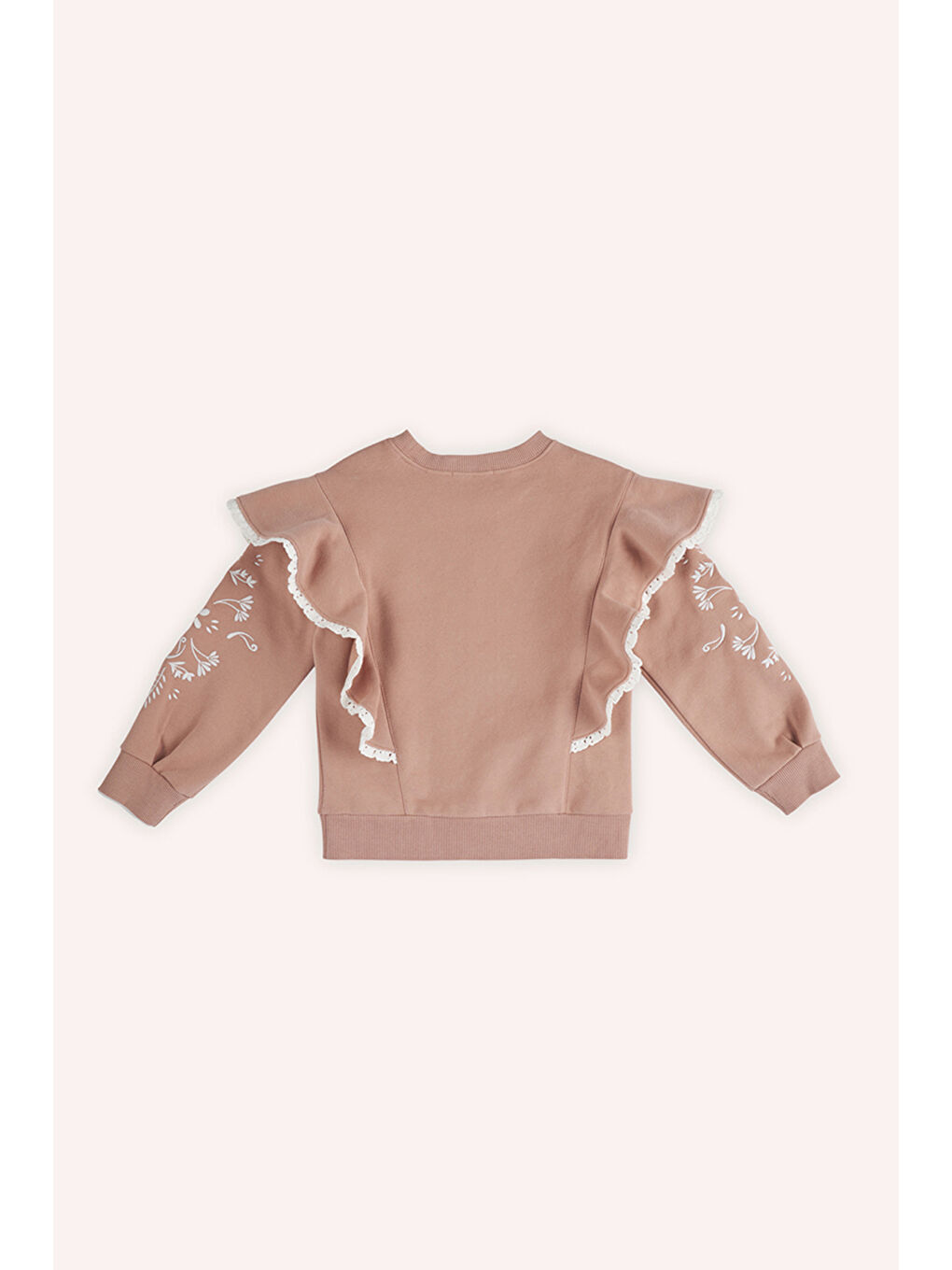 Pembe Kız Çocuk Nakışlı Gül Rengi Sweatshirt-3