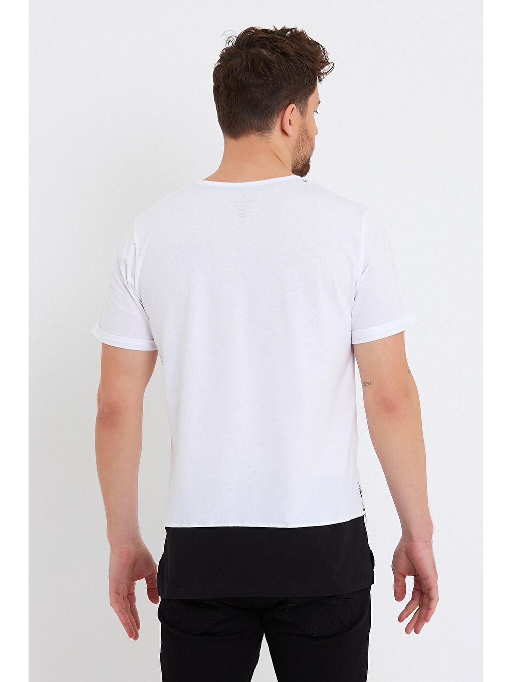 Beyaz Bisklet Yaka Erkek Tişört Süprem Regular Fit-4