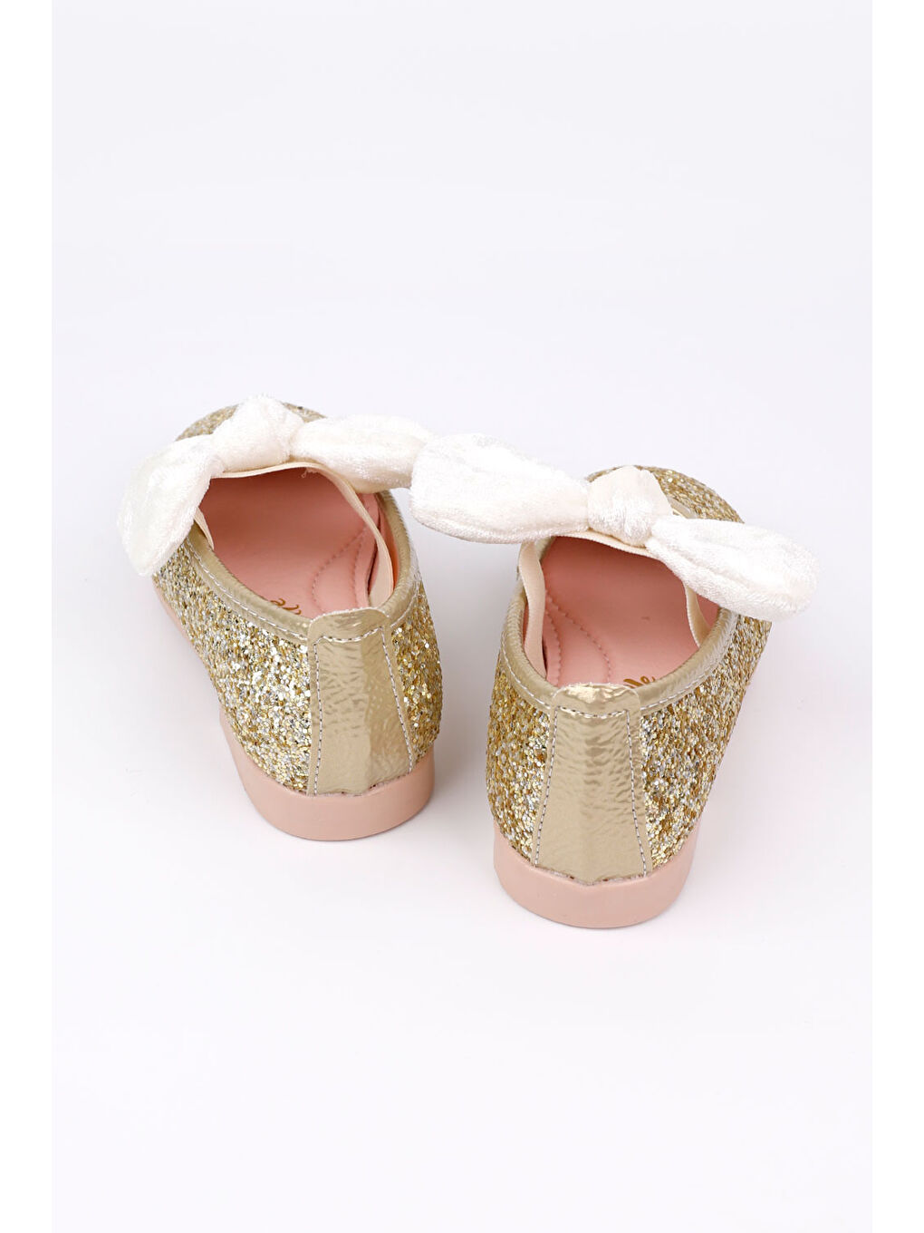Sarı Gold Kadife Fiyonklu Kız Çocuk Ayakkabı-2