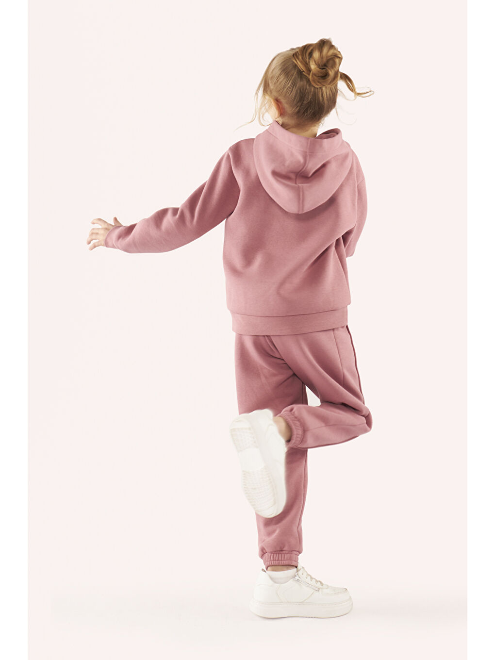 Pembe Kız Çocuk Kapüşonlu Gül Kurusu Sweatshirt-1