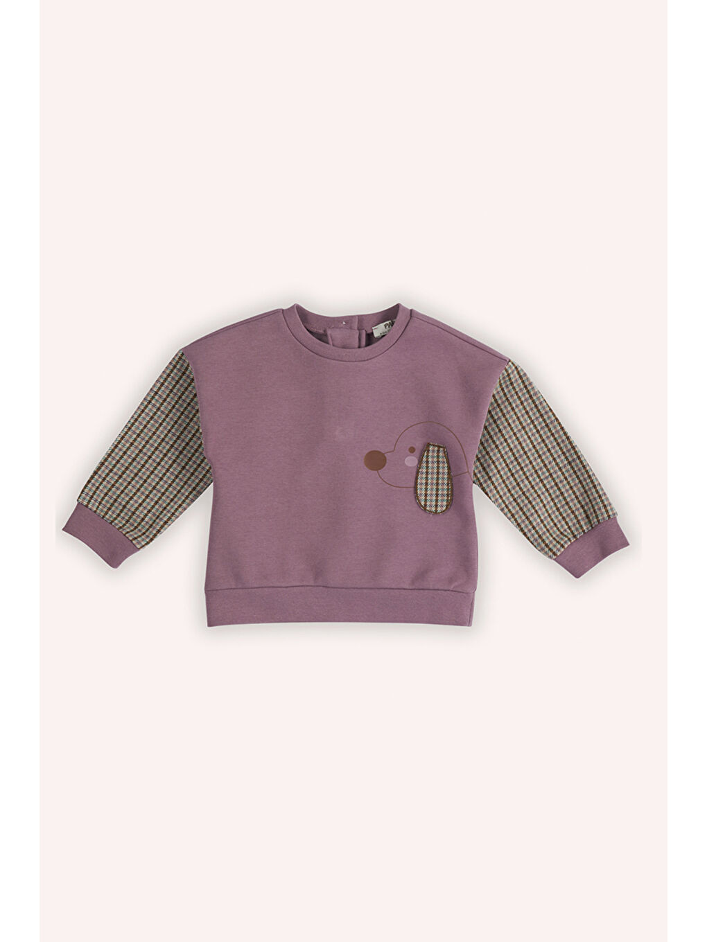 Pembe Kız Bebek Baskı Detaylı Gül Kurusu Sweatshirt