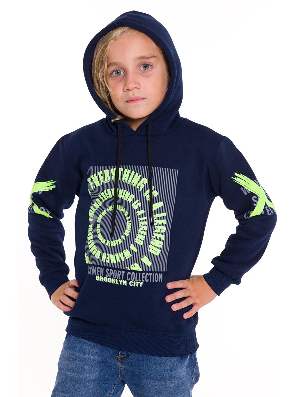 Lacivert Erkek Çocuk Kapüşonlu Sweatshirt 9-14 Yaş 14142-1