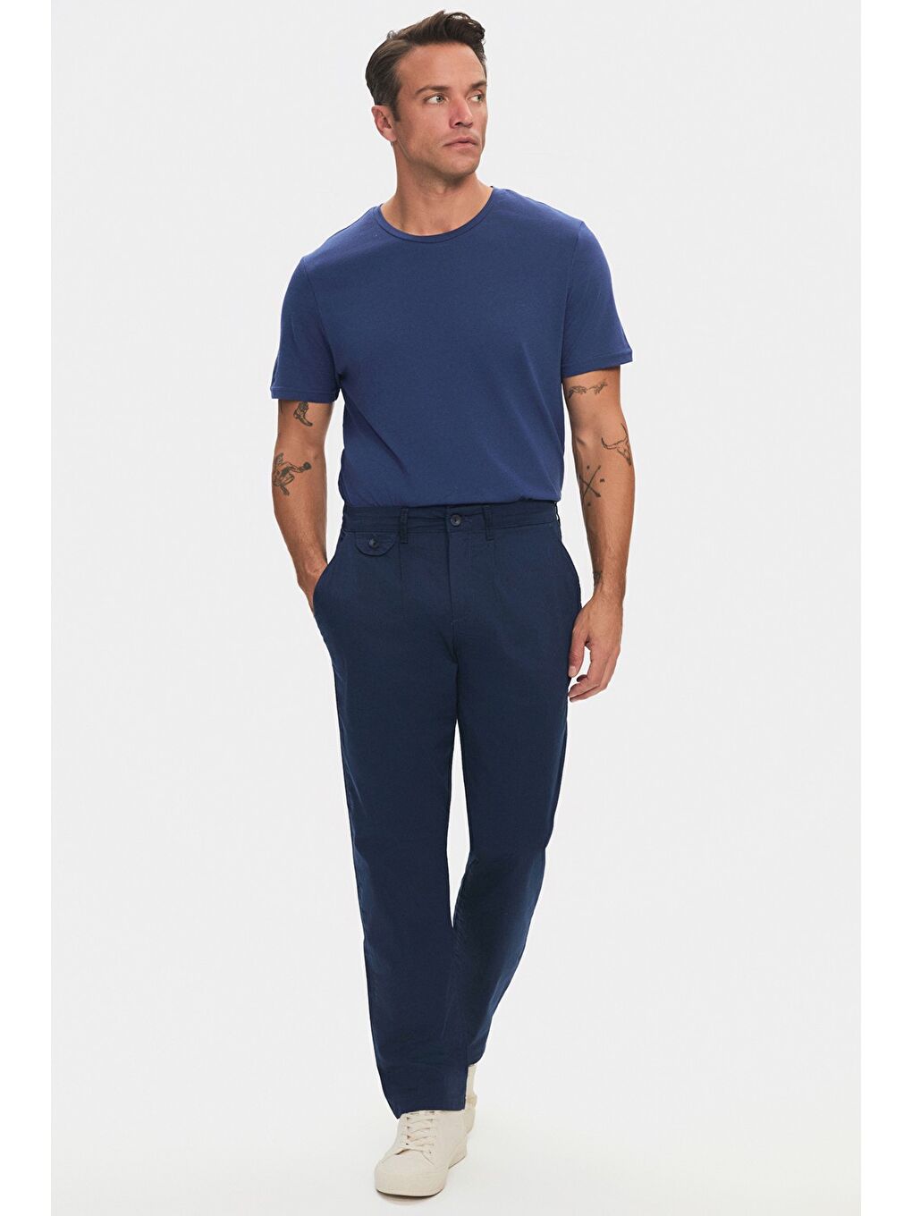 Lacivert Regular Fit %100 Pamuk Erkek Pantolon-2