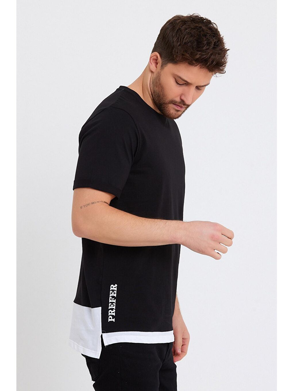 Siyah Bisklet Yaka Erkek Tişört Süprem Regular Fit-3