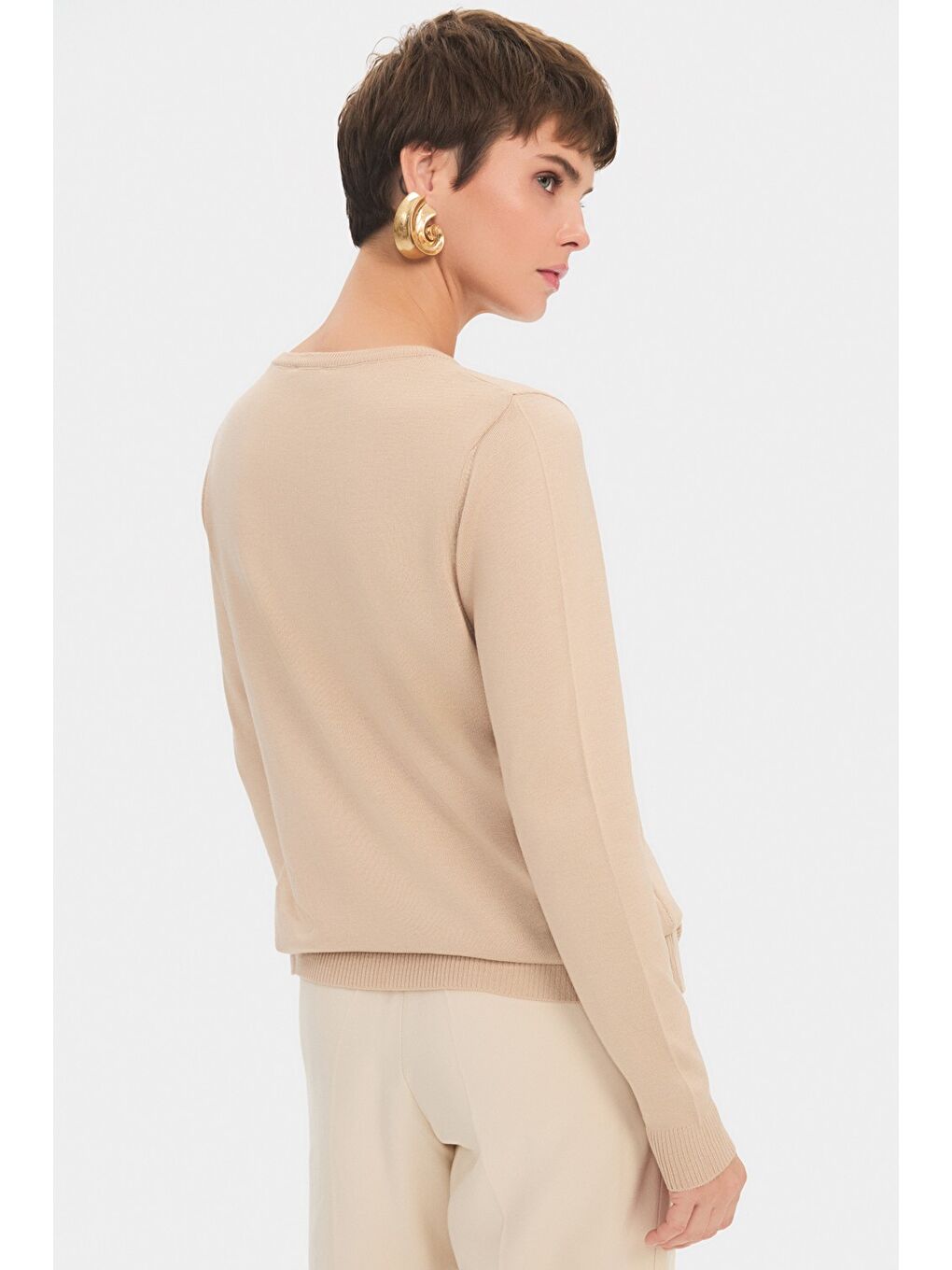 Pembe Kadın Exclusive Ajur Detaylı Viskon Karışımlı Triko Kazak-4