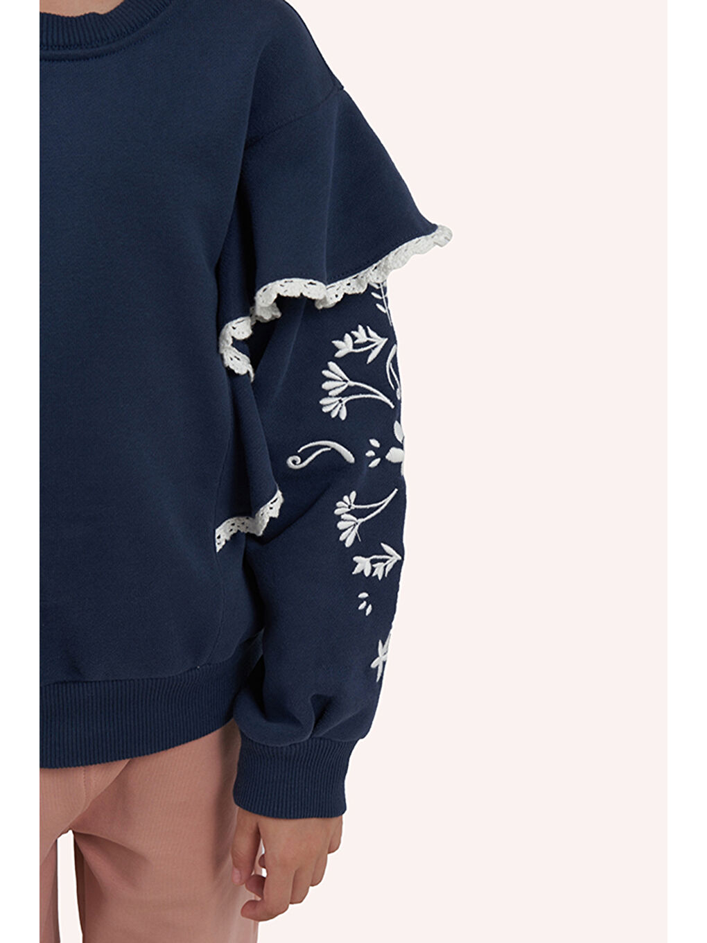 Kız Çocuk Nakışlı Lacivert Sweatshirt-5
