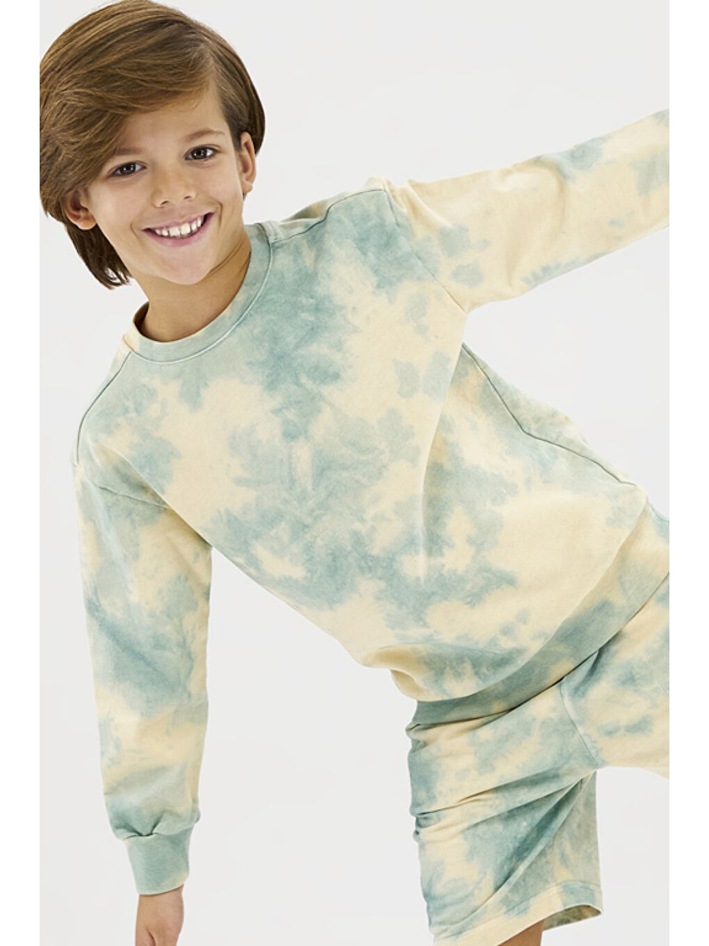 Erkek Çocuk Batik Yıkamalı Yeşil Sweatshirt-2