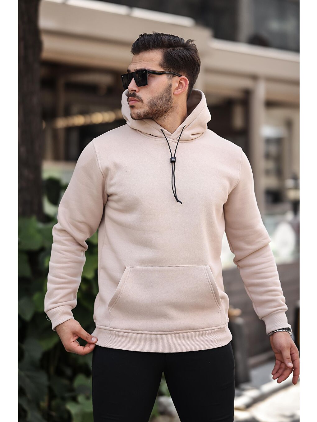 Miron Bej Basic Sweatshirt Regular Fit-Bej