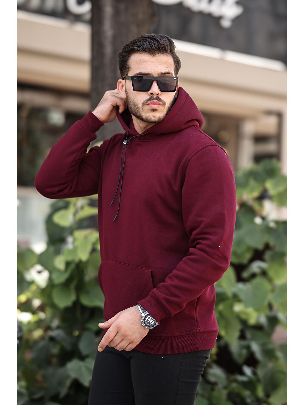 Miron Bordo Basic Sweatshirt Regular Fit-Bordo