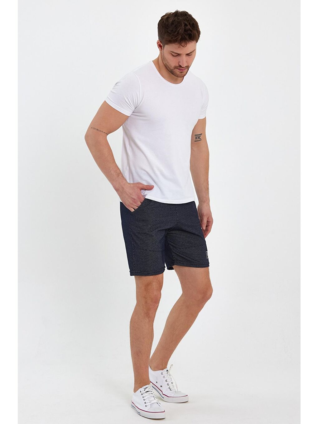 Lacivert Erkek Yağmur Desen Şort-3