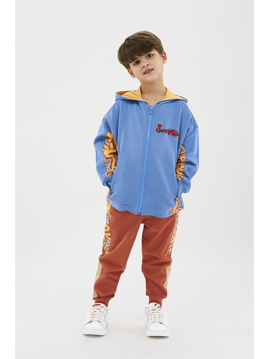 Erkek Çocuk Fermuarlı Mavi Sweatshirt