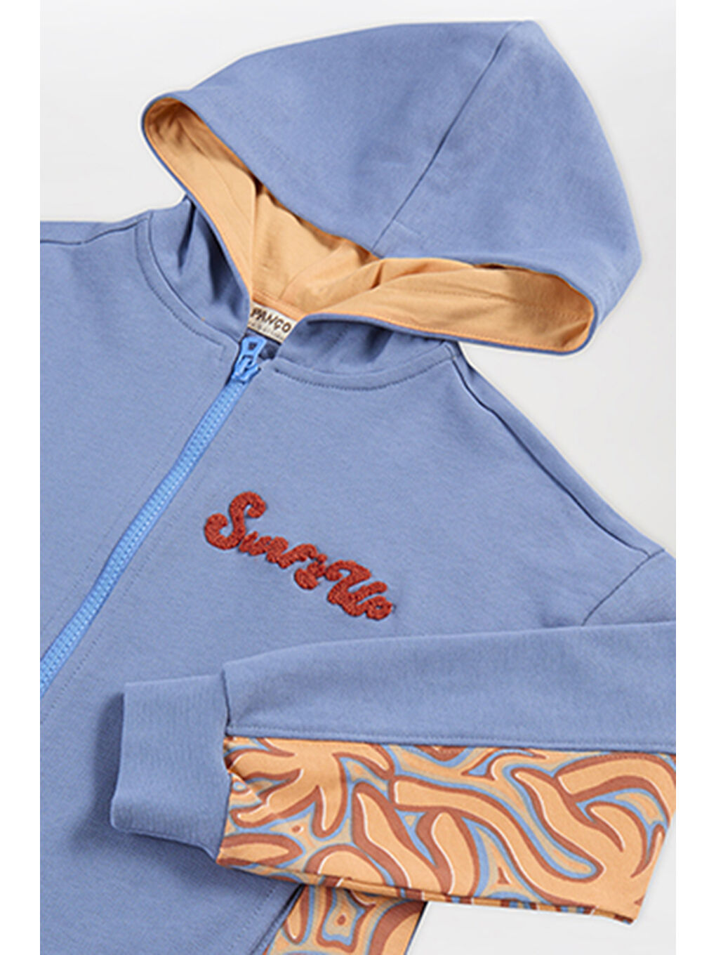 Erkek Çocuk Fermuarlı Mavi Sweatshirt-4