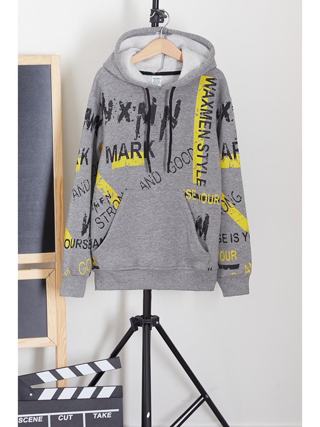 Gri Erkek Çocuk Mark Yazı Baskılı Sweatshirt 9-14 Yaş 14141