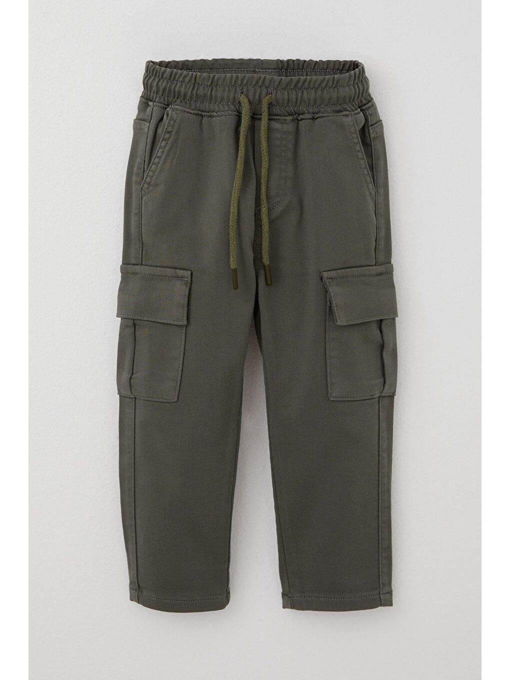 Erkek Çocuk Pantolon Kargo Cepli Beli Lastikli Haki Yeşil (1.5-5 Yaş)-2