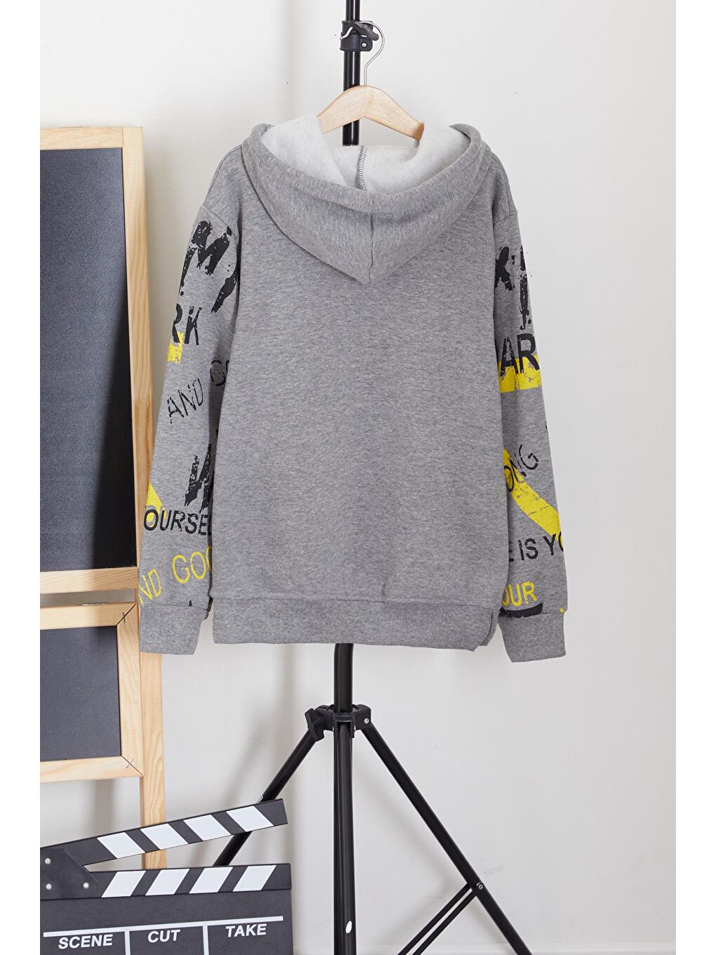 Gri Erkek Çocuk Mark Yazı Baskılı Sweatshirt 9-14 Yaş 14141-2