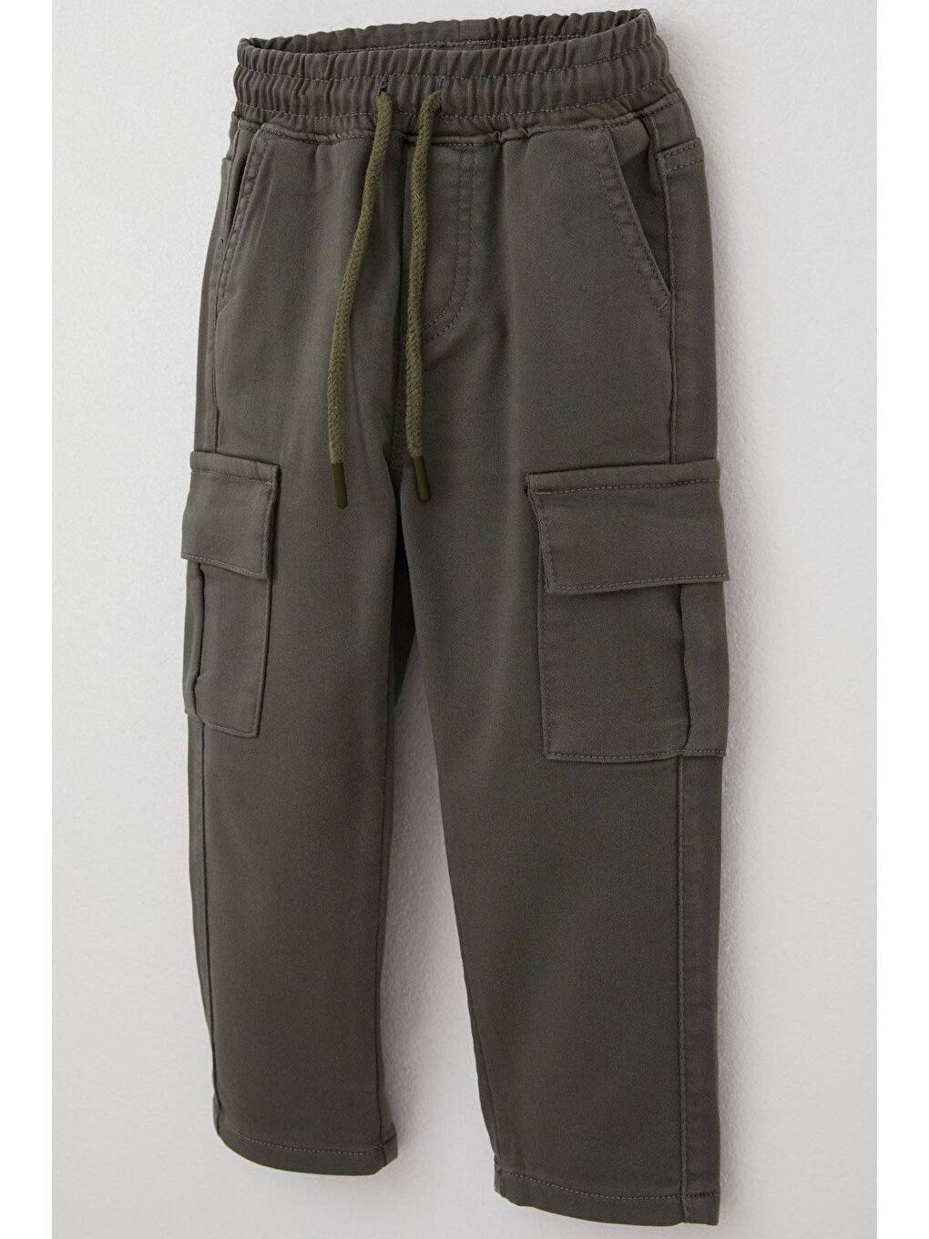 Erkek Çocuk Pantolon Kargo Cepli Beli Lastikli Haki Yeşil (1.5-5 Yaş)-4