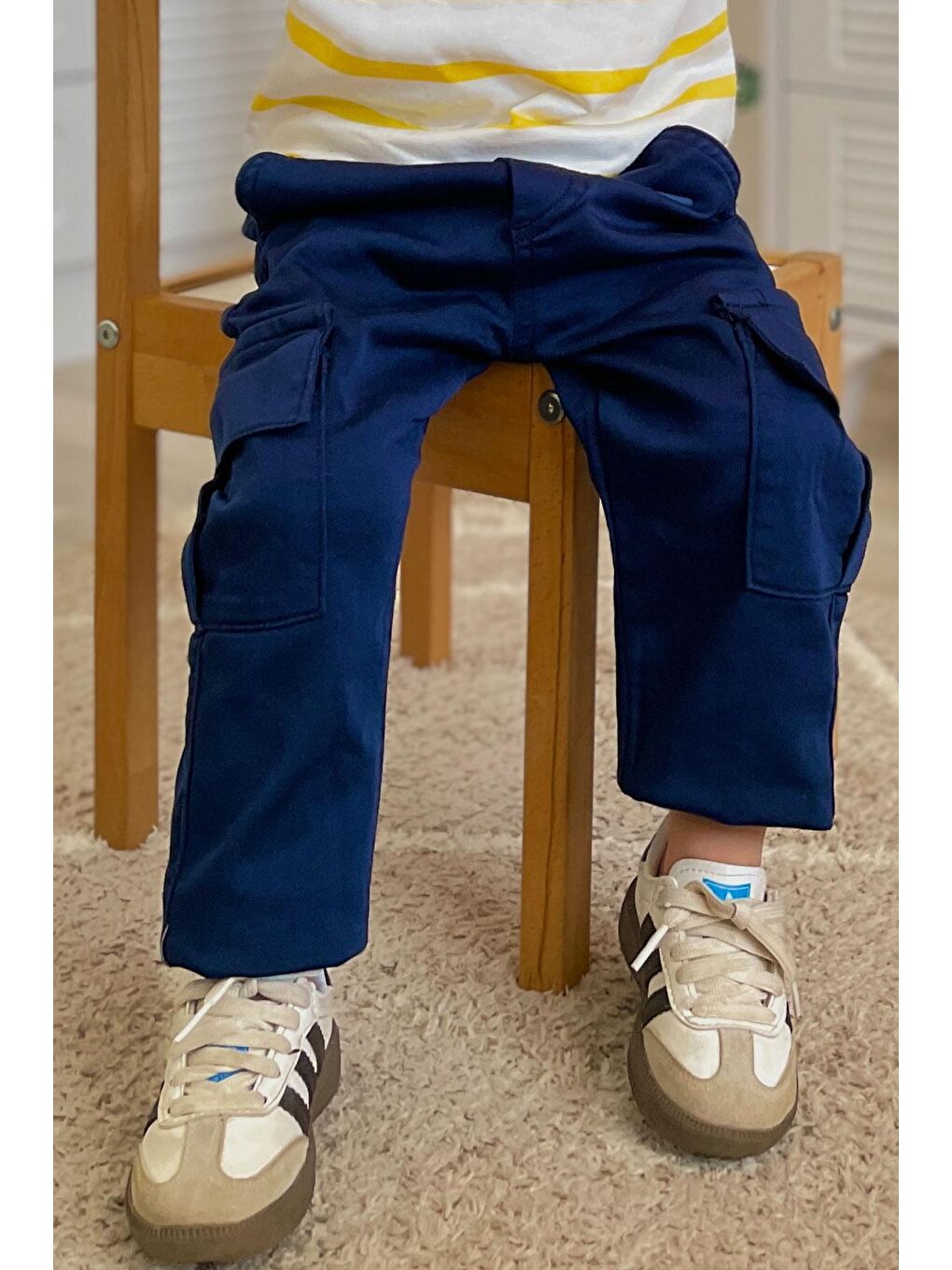 Erkek Çocuk Pantolon Kargo Cepli Beli Lastikli Lacivert (1.5-5 Yaş)-2