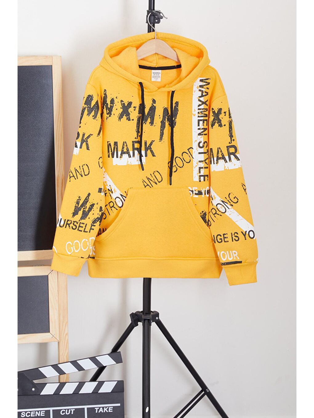 Sarı Erkek Çocuk Mark Yazı Baskılı Sweatshirt 9-14 Yaş 14141