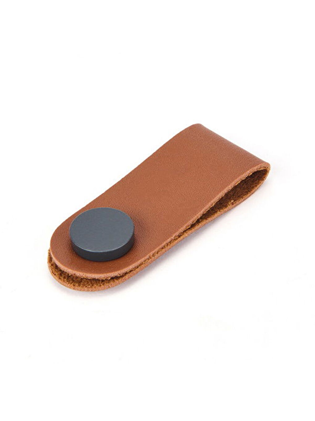 Kahverengi Deri Düğme Kulp - Kahve / Siyah-5