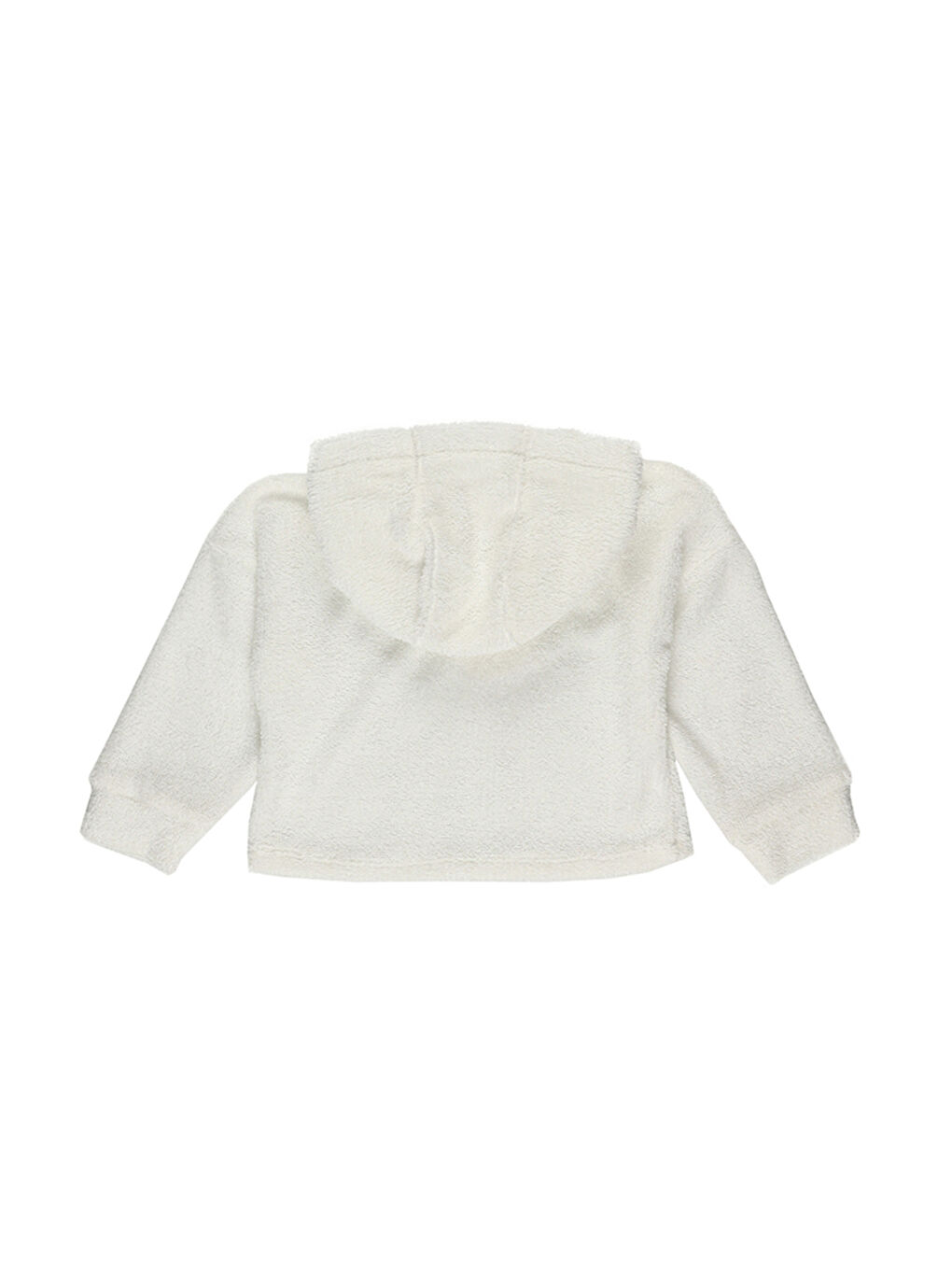 Kız Bebek Kapüşonlu Havlu Dokulu Beyaz Sweatshirt-1