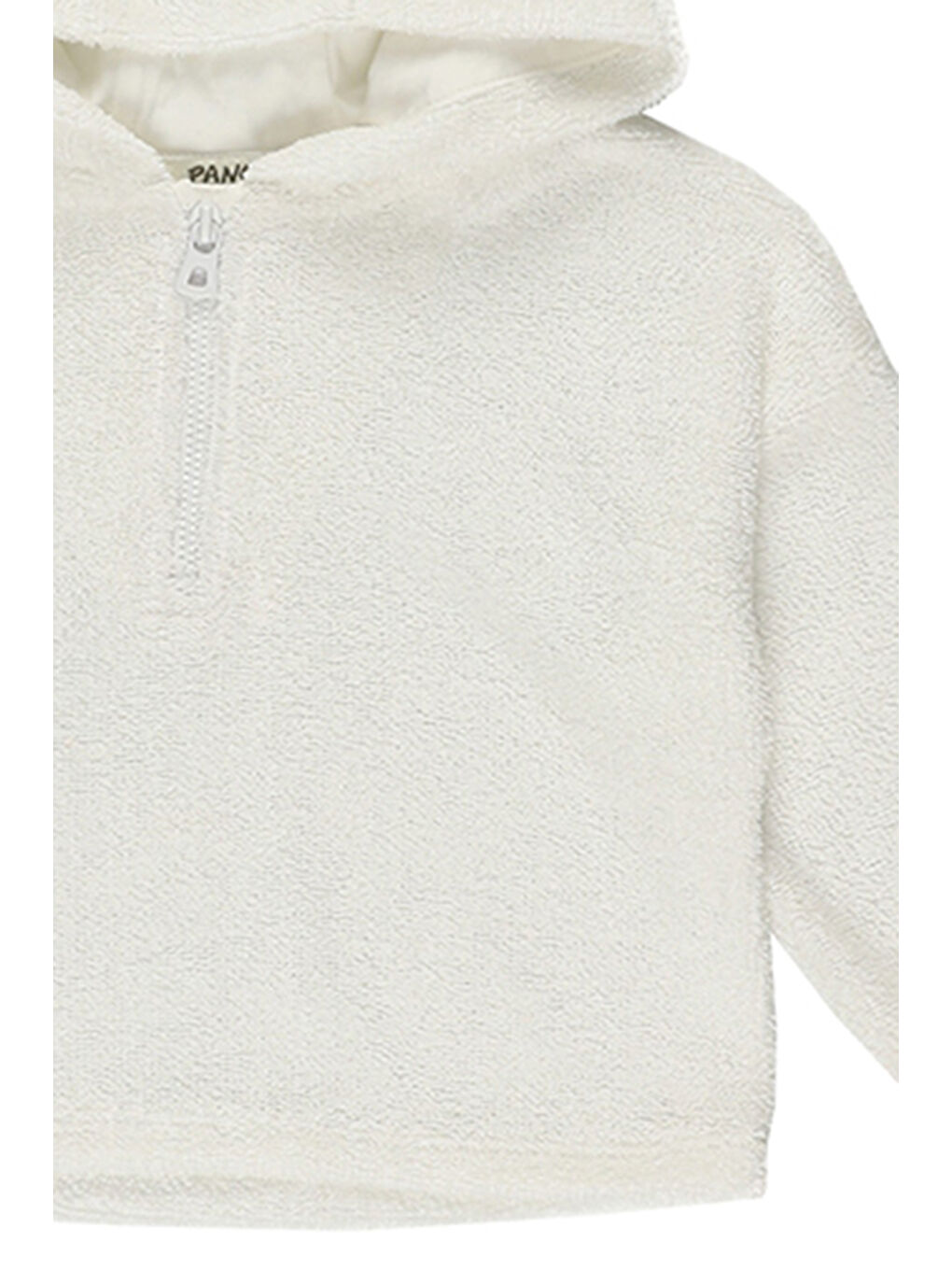 Kız Bebek Kapüşonlu Havlu Dokulu Beyaz Sweatshirt-2