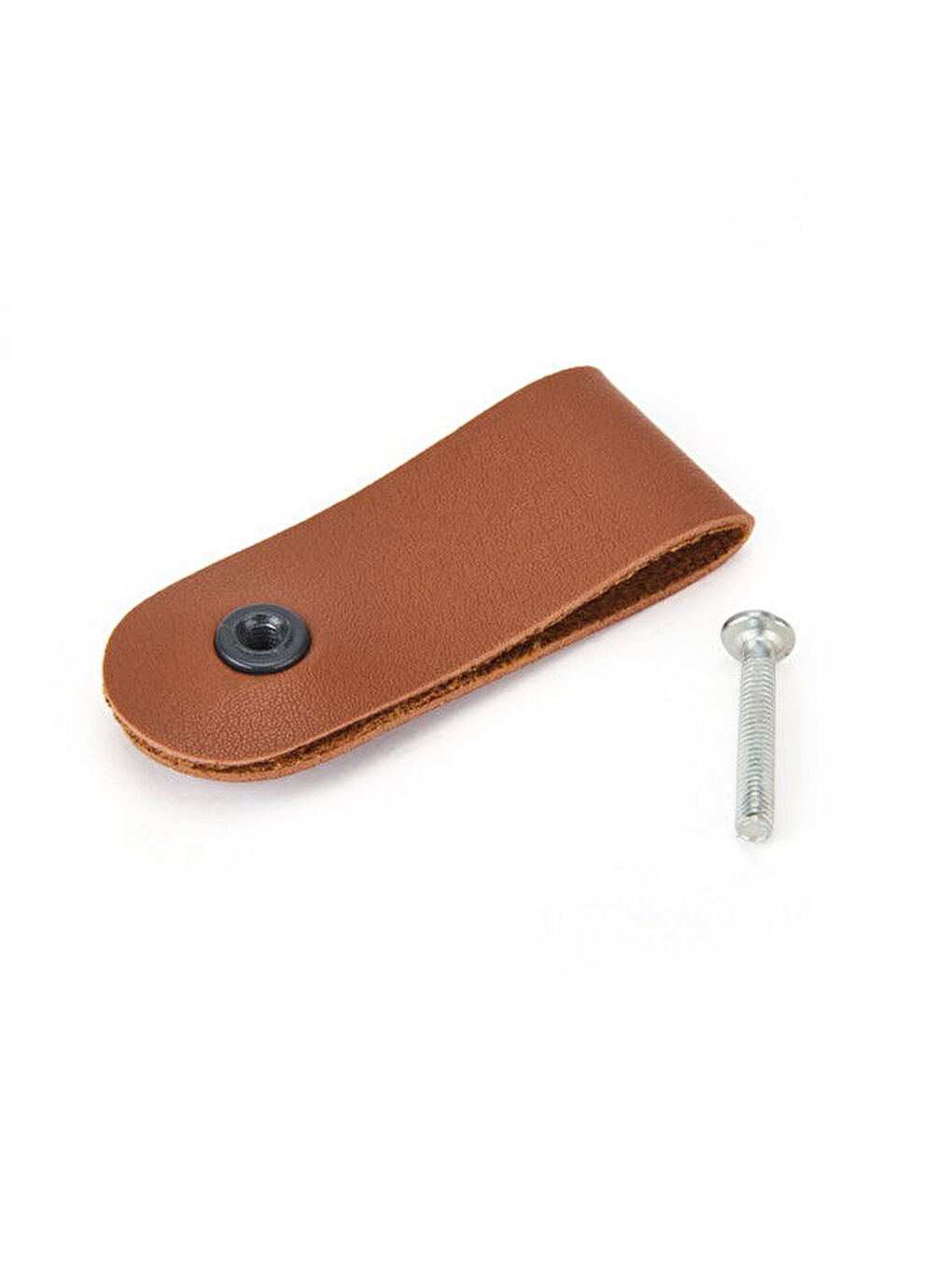 Kahverengi Deri Düğme Kulp - Kahve / Siyah-11