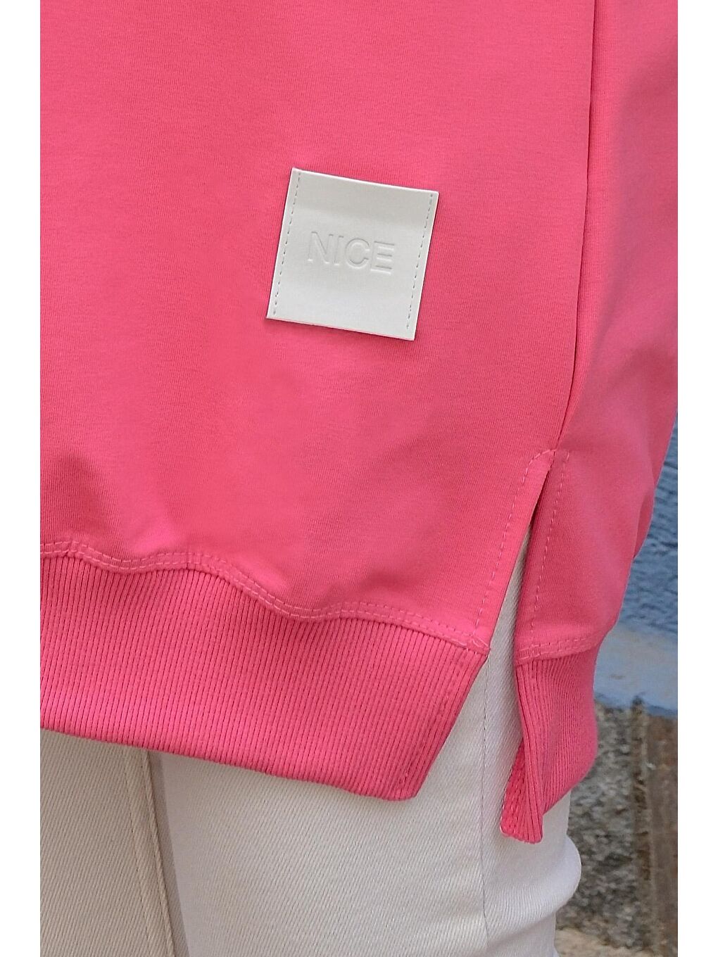 Arma Detaylı Bisiklet Yaka Tunik Fuşya-4