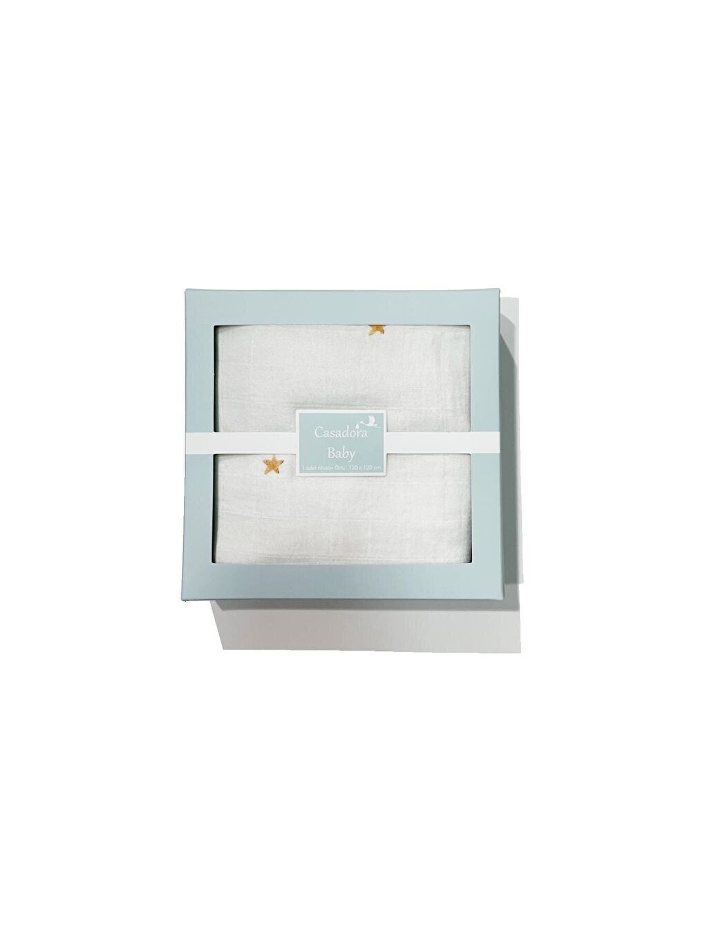 Beyaz Stars Big&Bold %100 Pamuk Müslin Örtü- 115x115cm-4