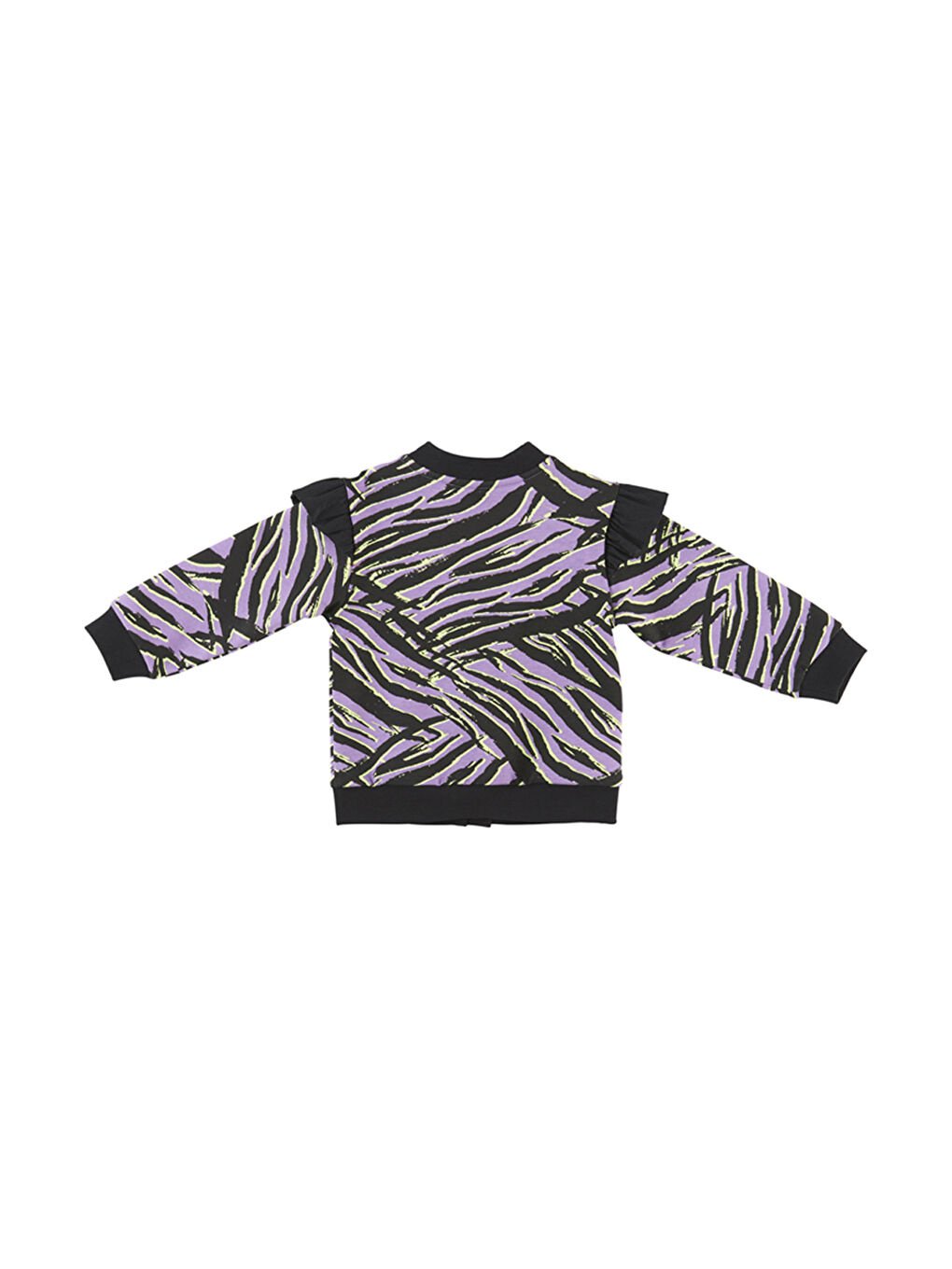 Kız Bebek Zebra Desenli Fermuarlı Siyah Sweatshirt-1