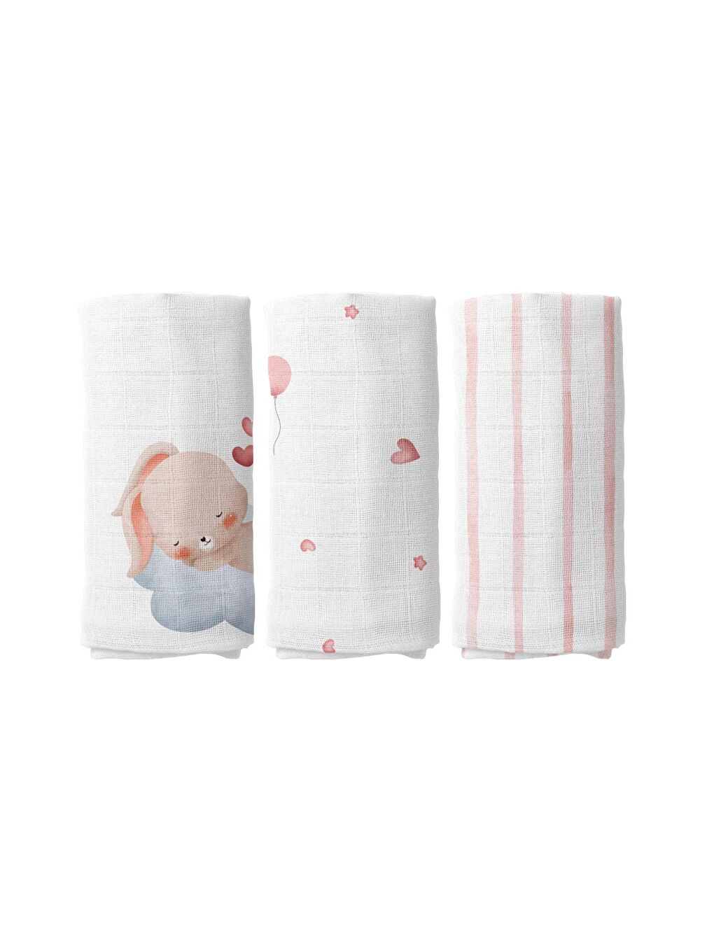 Beyaz Sleep Time 100% Pamuk Müslin Örtü Seti (70x70 cm 3'lü)