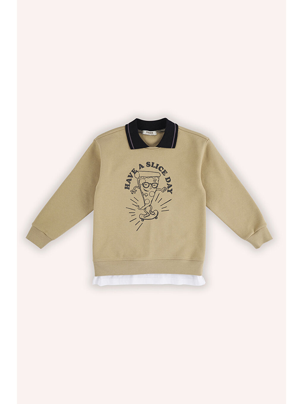 Erkek Çocuk Yakalı Bej Sweatshirt