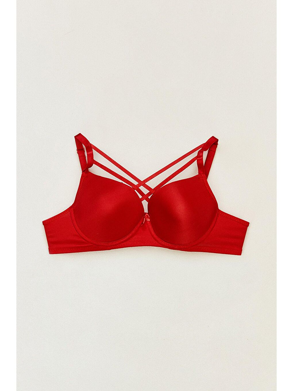 Kırmızı Desteksiz Çapraz Sütyen