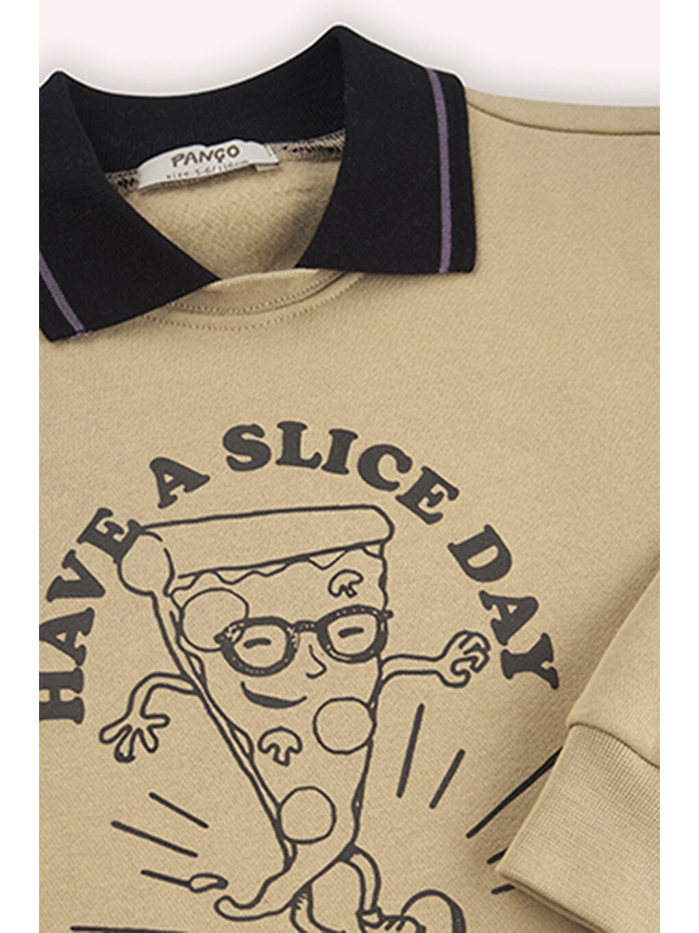 Erkek Çocuk Yakalı Bej Sweatshirt-2