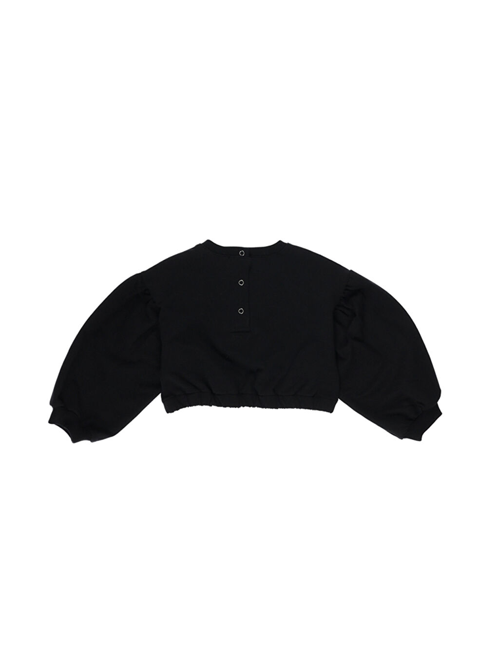 Kız Bebek Yazı Nakışlı Lastikli Crop Siyah Sweatshirt-1