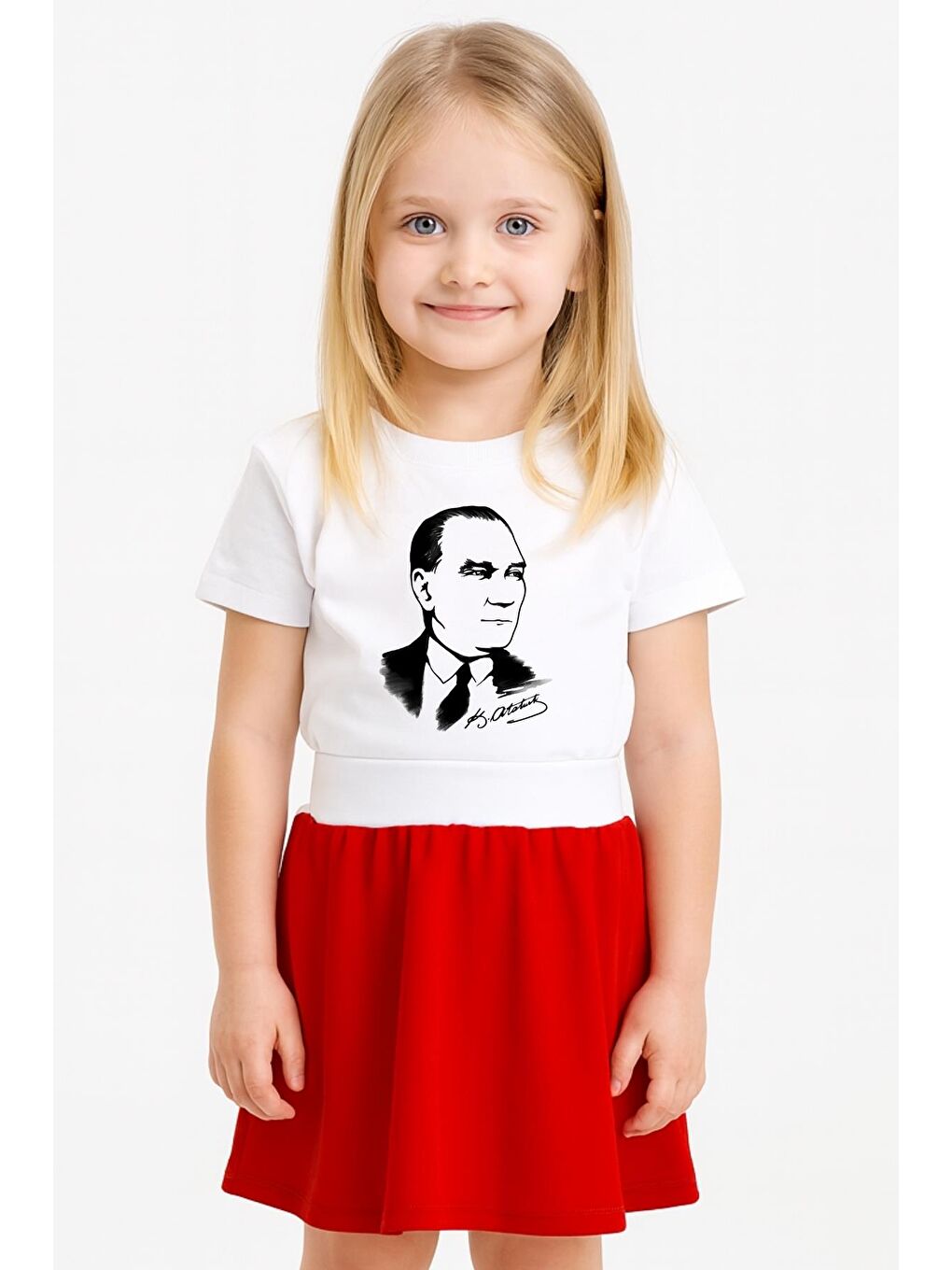 Kız Çocuk Kırmızı Beli Lastikli Etek (4-12Yaş)