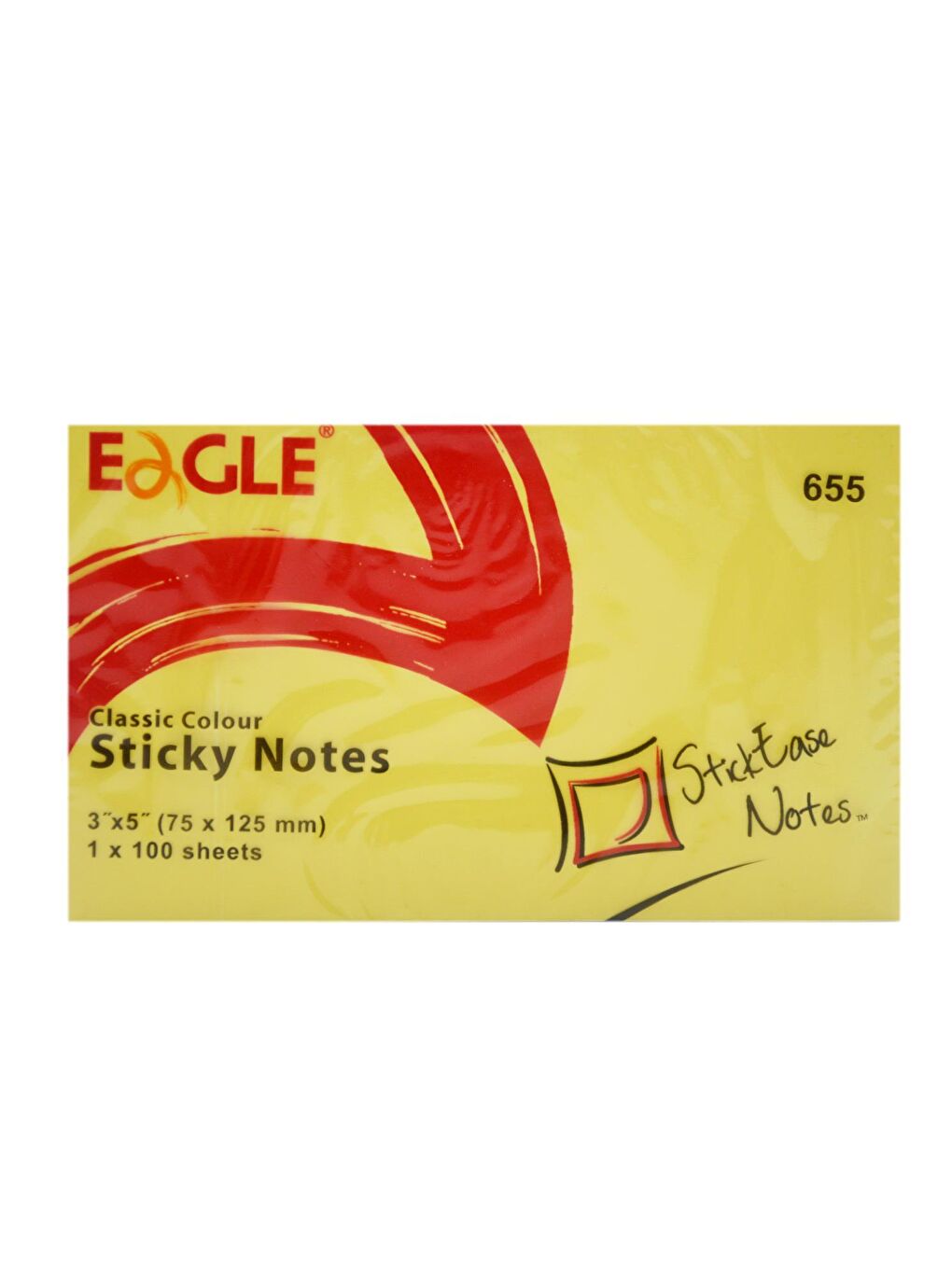 Eagle Sarı 75x125 mm Klasik Renk Yapışkanlı Not Kağıdı 100 Yaprak Sarı (655) 12 Adet - 1