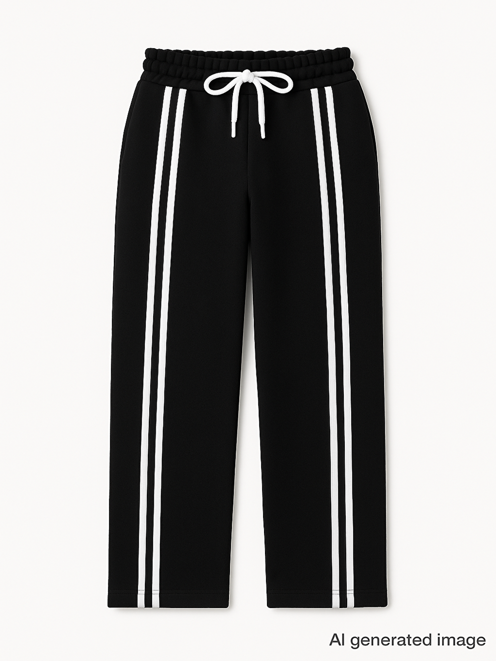 Siyah Önü Şeritli Geniş Paça Şardonlu Kız Çocuk Basic Eşofman Altı 21275