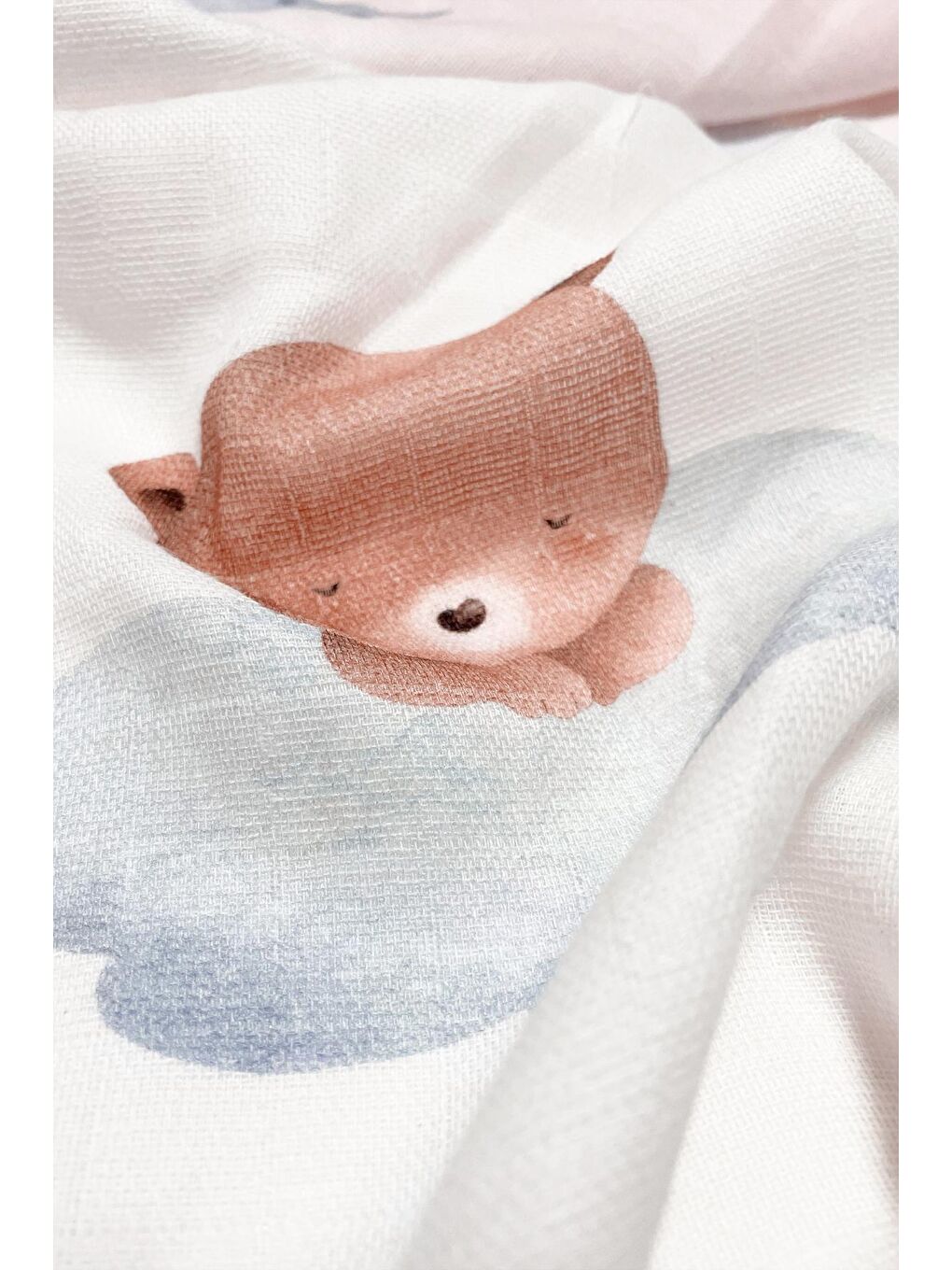 Beyaz Sleep Time 100% Pamuk Müslin Örtü Seti (70x70 cm 3'lü)-6