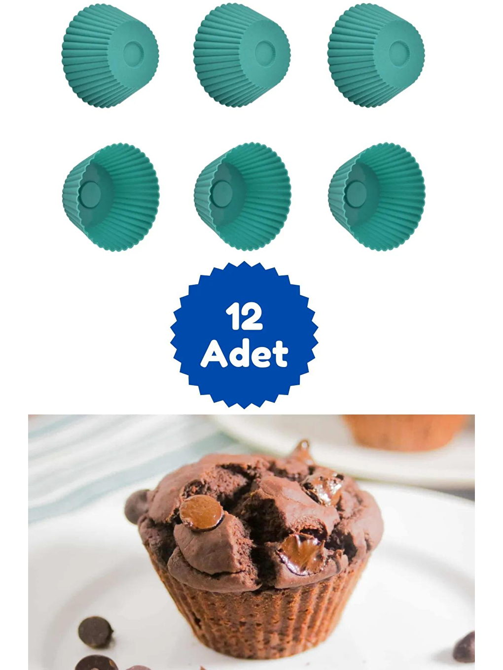 Yeşil 12'li Silikon Mini Browni Kalıbı