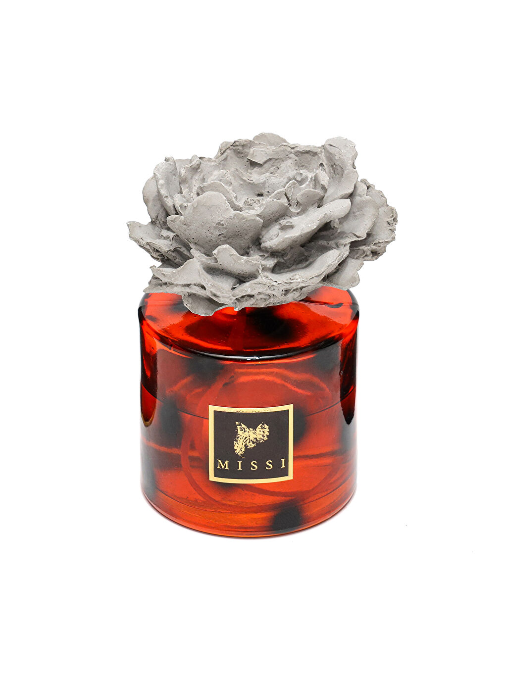 Missi 500 ml Kahverengi Leopar Desenli Cam Şişe Seramik Taşlı Dark Amber Oda Kokusu-1