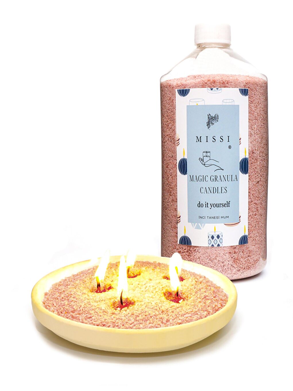 Kahverengi Yaratıcı İnci Tozu Black Vanilya Kokulu Taba Renk Mum (30 adet fitil ile birlikte)-400 gr