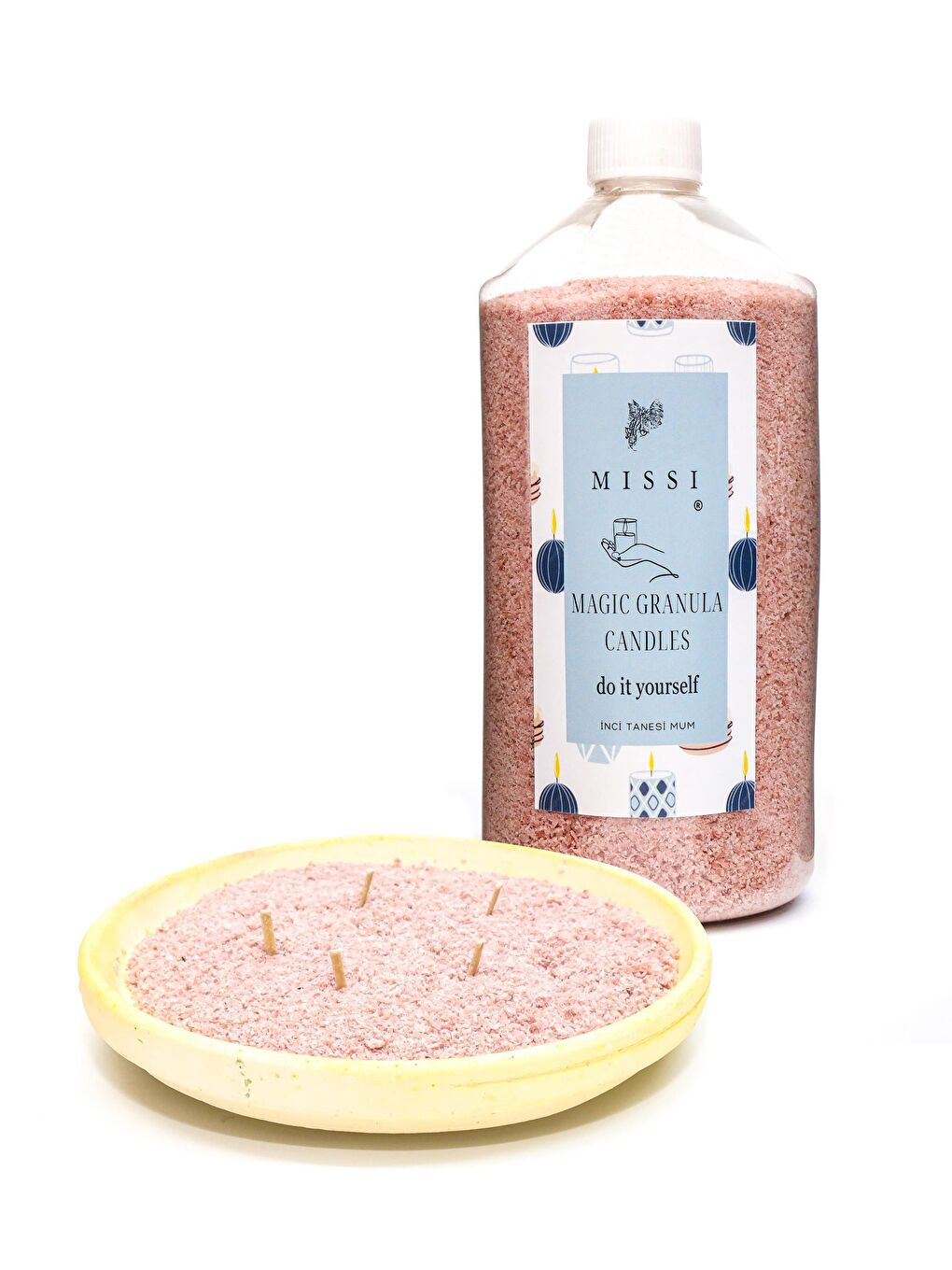 Kahverengi Yaratıcı İnci Tozu Black Vanilya Kokulu Taba Renk Mum (30 adet fitil ile birlikte)-400 gr-1