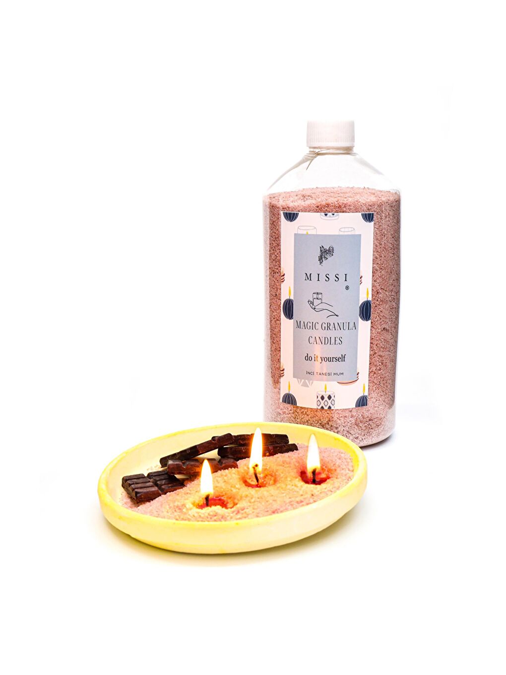 Kahverengi Yaratıcı İnci Tozu Black Vanilya Kokulu Taba Renk Mum (30 adet fitil ile birlikte)-400 gr-2