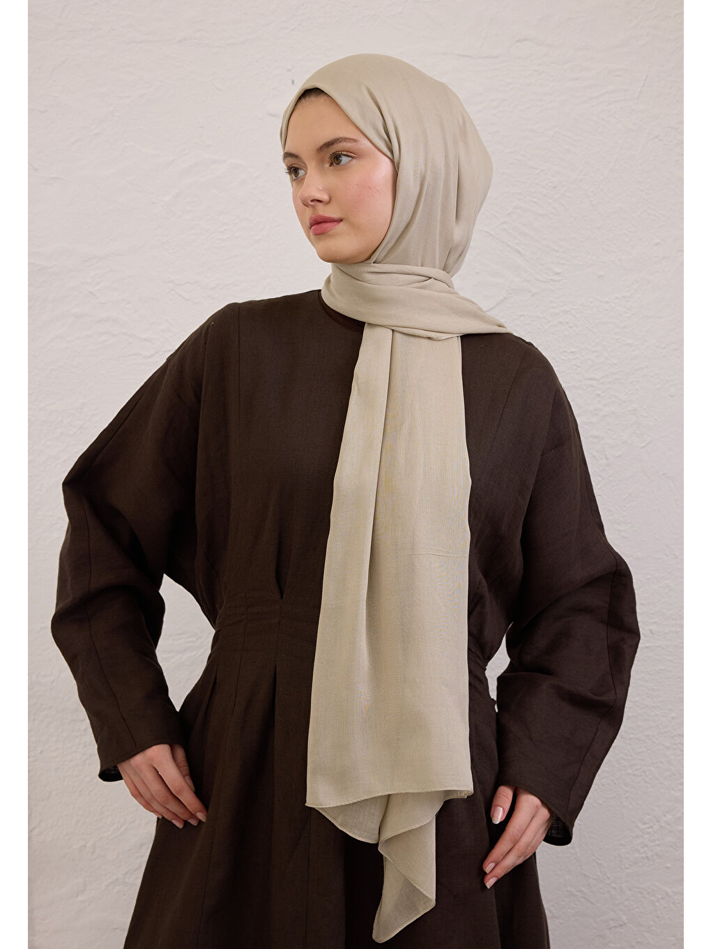 Naturel Bej Soft Viskon Şal-1