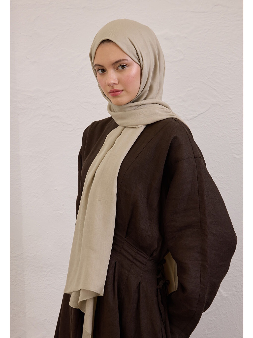 Naturel Bej Soft Viskon Şal-2