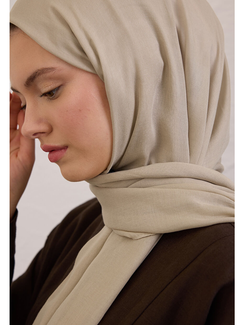 Naturel Bej Soft Viskon Şal-3