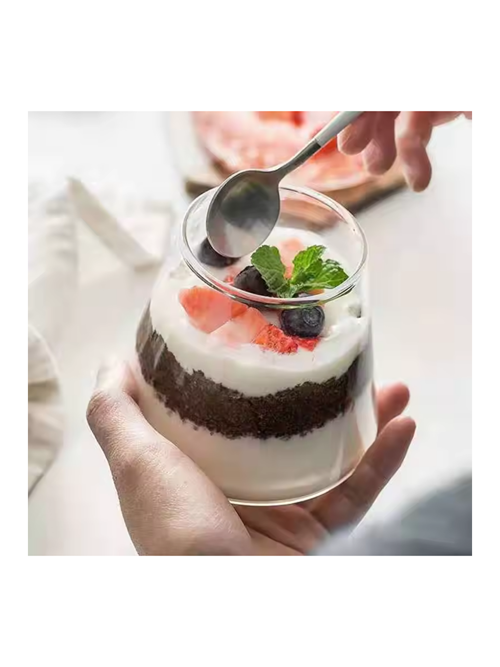 Renksiz Piramit Cam Sunum Kasesi 300 ml Üçlü2838-4